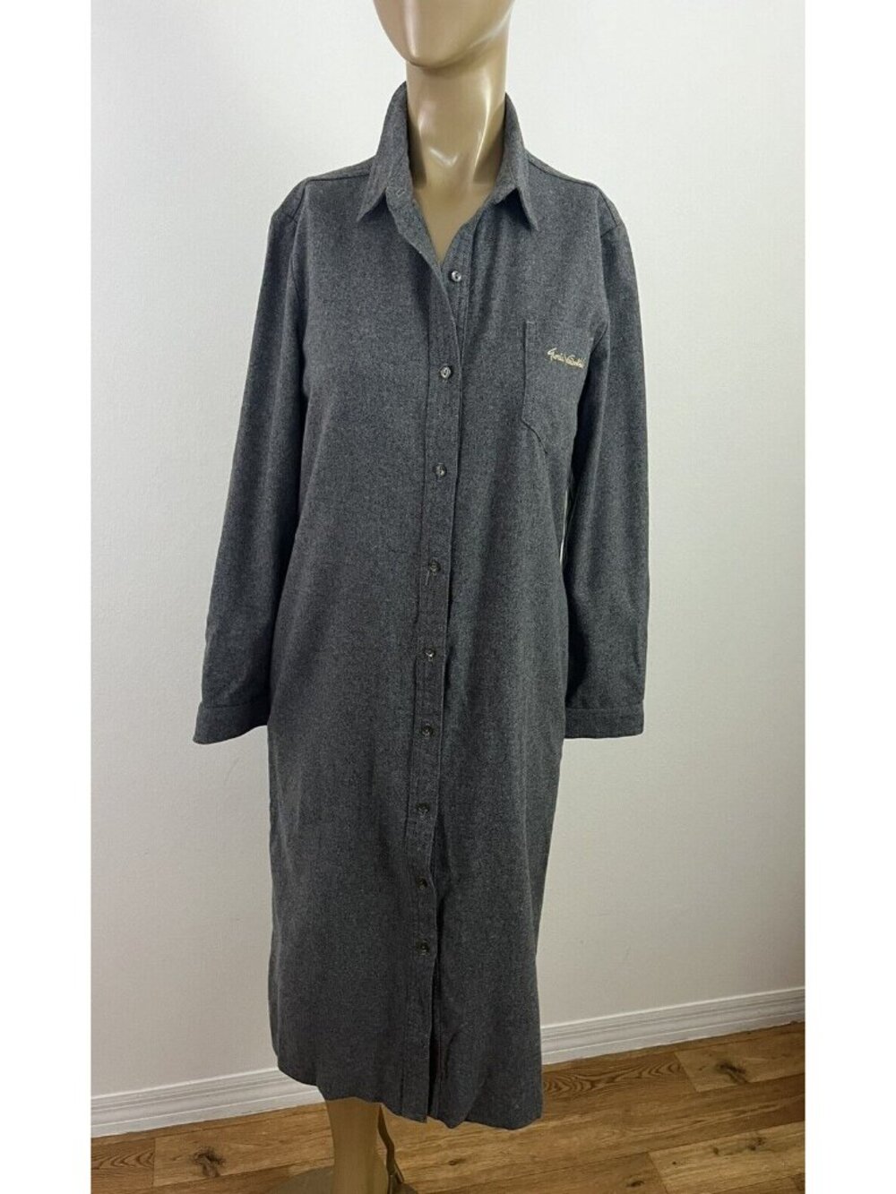 Vintage Gloria Vanderbilt for Jonathan Logan Woman's 10 Wool Shirt Dress Gray